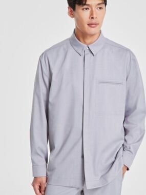 Alfani Men's Clean One Pocket Heathered Shirt Jacket, SIZE L NWT